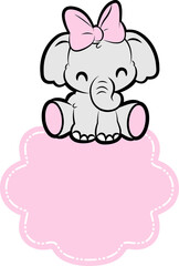 cute girl baby elephant frame - layered cut fie -