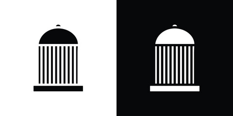 Birdcage Icon in Black and White with Minimalist Style