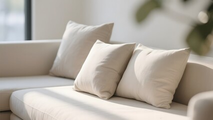 Modern Living Room with White Sofa and Pillows