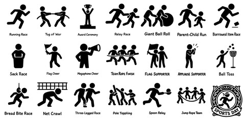 スポーツイベントのシルエットピクトグラム、Silhouette Pictograms for School Sports Festival