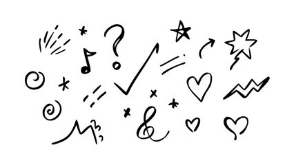 Hand drawn doodle elements, a vector collection of sketch symbols for creative design and decoration concept