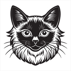 A Graceful Portrait of a Balinese Cat, an Elegant and Intelligent Breed with a Silky, Flowing Coat and Striking Blue Eyes