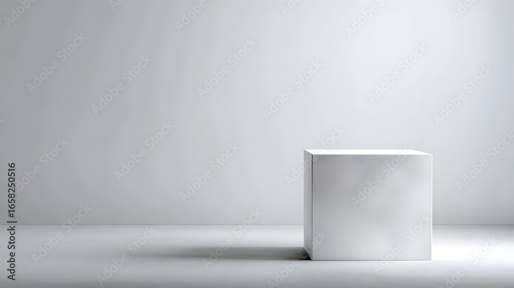 Sticker white podium against a clean background with soft lighting and sharp focus