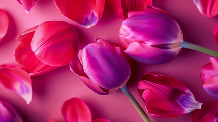 Closeup Pink Tulips Floral Wallpaper