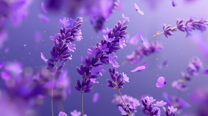 Lavender Blooms Flying in Purple Breeze