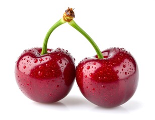 Two fresh cherries, close-up