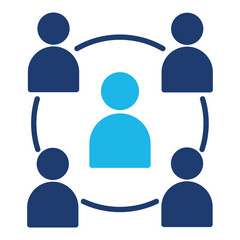 Group Icon In Blue Monochrome Flat Design, Vector Illustration