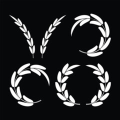 Wheat ears icon set. Wheat logo. Grain spikes set icons. Grain icon. Agriculture symbol.