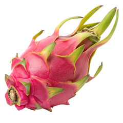 A whole dragonfruit fruit isolated on a transparent background
