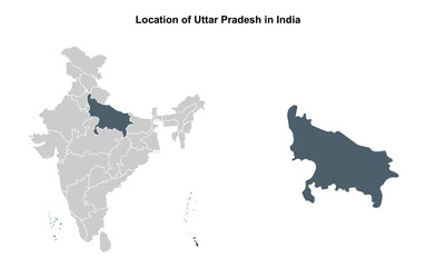 Uttar pradesh illustration map, Indian states, suitable for education, business, presentations, print, web use, and creative geographic projects. Indian union territory.