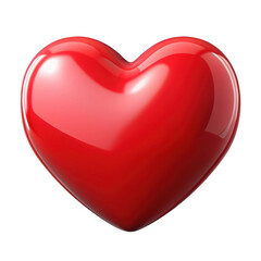 3d glossy red heart symbol isolated on transparent background