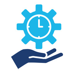 Time Management Icon In Blue Monochrome Flat Design, Vector Illustration