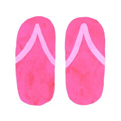 Pink flip flops watercolor drawing with no background ideal for girl party invitations