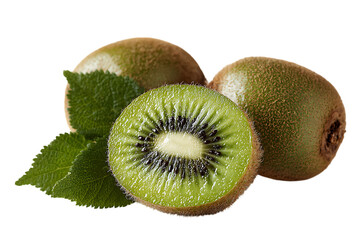 Fresh kiwis with leaves. Healthy food concept.