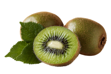 Fresh kiwis with leaves. Healthy food concept.