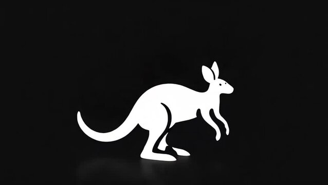 Canguro estilo logotipo vectorial monocromo