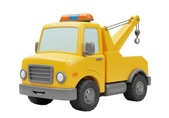 Cartoon yellow tow truck isolated on transparent background
