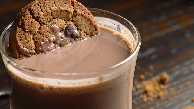 national milkshake day chocolate cookie dipped in glass of milk drink
