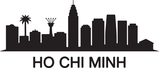 Fototapeta premium Ho Chi Minh City Skyline Silhouette Vector on White Background