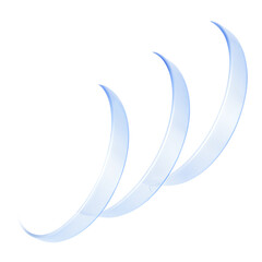 3d glass transparent disks flying on light blue background. Abstract geometric shapes, crystal circle plates, acrylic or plastic discs, clear round lens with gradient texture render