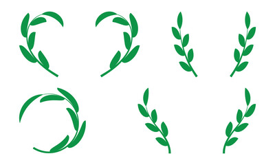 Wheat ears icon set. Wheat logo. Grain spikes set icons. Grain icon. Agriculture symbol.