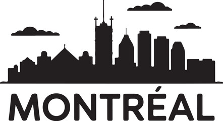 Obraz premium Montreal Skyline Silhouette Vector on White Background
