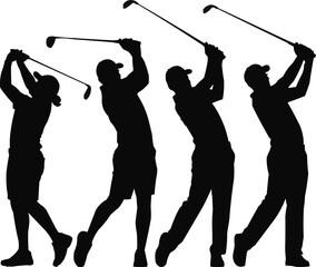 silhouettes of people playing golf