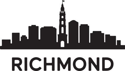Naklejka premium Richmond Skyline Silhouette Vector on White Background