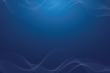 Abstract digital background with flowing blue wave lines on a dark gradient. Bokeh Modern technology, data transfer, or futuristic communication concept. Ideal for presentations, tech, innovation