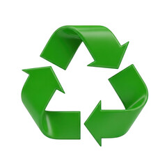 Fototapeta premium 3d green recycle symbol with glossy finish and clean design transparent background