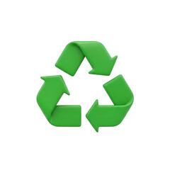 Obraz premium 3d green recycle symbol with realistic texture and clean design transparent background