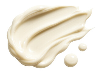 Creamy skincare cream smears and drops.