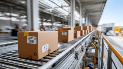 Efficient parcel delivery in a warehouse streamlined logistic operations on conveyor rollers