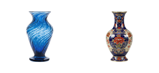 Elegant glass vases art gallery decorative objects contemporary setting side artistic inspiration. Set PNG