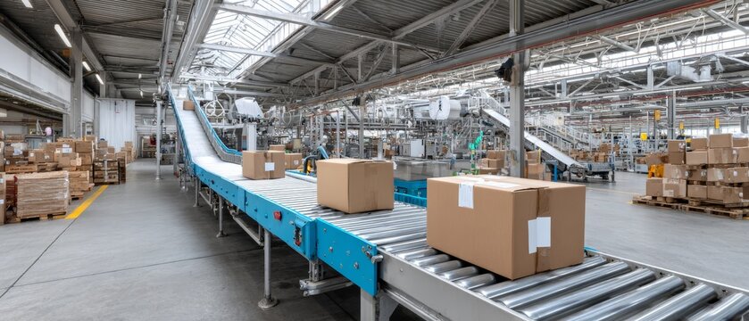 Efficient delivery of parcels via conveyor and roller systems in a modern warehouse environment