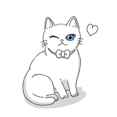 シンプルな白猫のイラスト