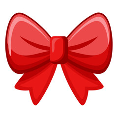 Vibrant red bow with realistic glossy shine vector graphic