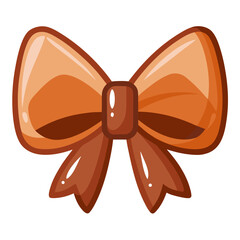 Fototapeta premium Elegant brown bow with realistic glossy shine vector graphic
