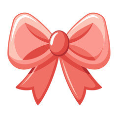 Vibrant coral bow with realistic glossy shine