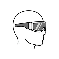 Person Wearing Virtual Reality Goggles Vector Icon – VR AR Headset Illustration