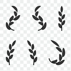 Wheat ears icon set. Wheat logo. Grain spikes set icons. Grain icon. Agriculture symbol.