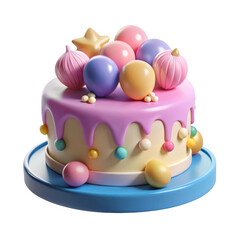 3d whimsical birthday cake with colorful toppings