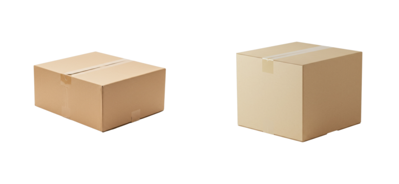 Shipping boxes prepared for delivery warehouse e-commerce package indoor logistics efficiency. Set PNG