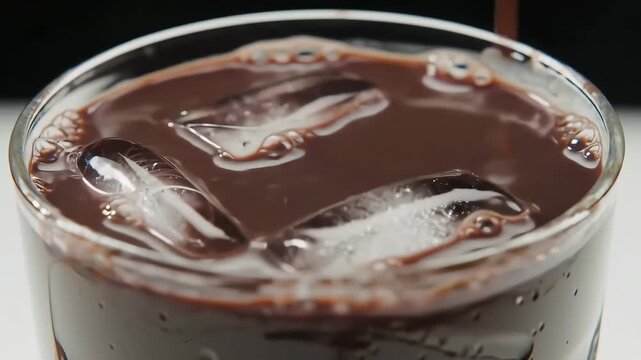 national milkshake day chocolate drink pouring over ice cubes