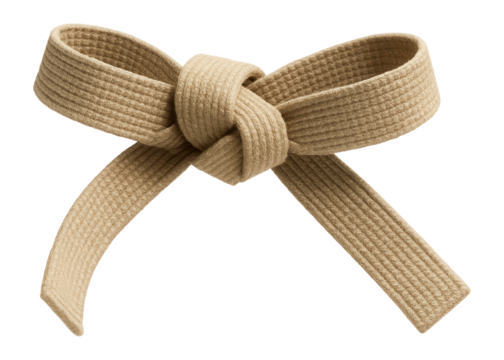 Coarse textured canvas judo belt for secure knot tying.