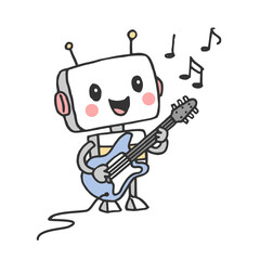 Music AI - Cute Robot Making Music and Singing in Fun Cartoon Style