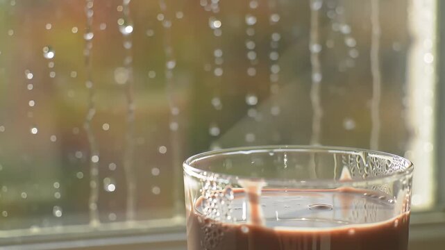 national milkshake day cozy hot chocolate glass rainy window