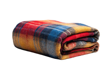 Folded plaid blanket in vibrant colors