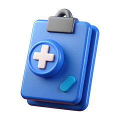 Obraz premium 3d medical clipboard with cross symbol isolated on transparent background
