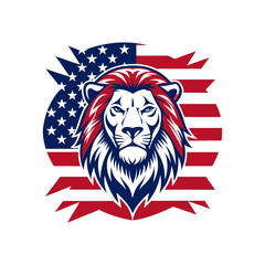 Obraz premium campaign vector t shirt design of lion on american